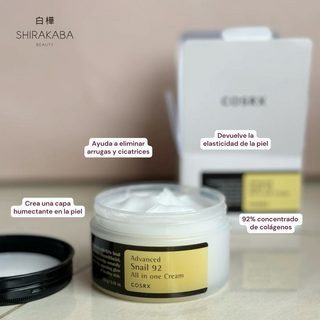 Esta crema contiene un 92% de concentrado de mucina de caracol lo que ayuda a humectar tu piel de manera profunda, ayudando a su revitalización, dejándola suave y logrando una apariencia de piel joven.